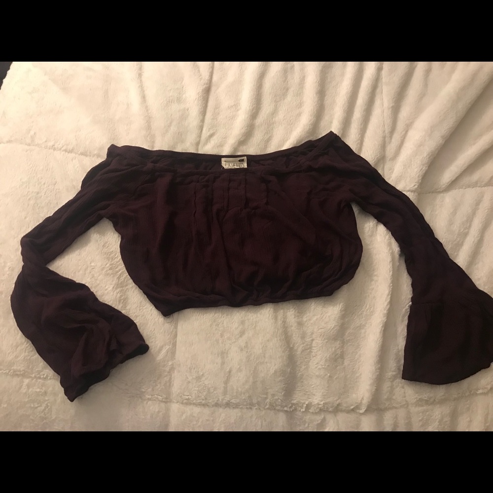 Maroon Long Sleeve Crop Top by LA Hearts